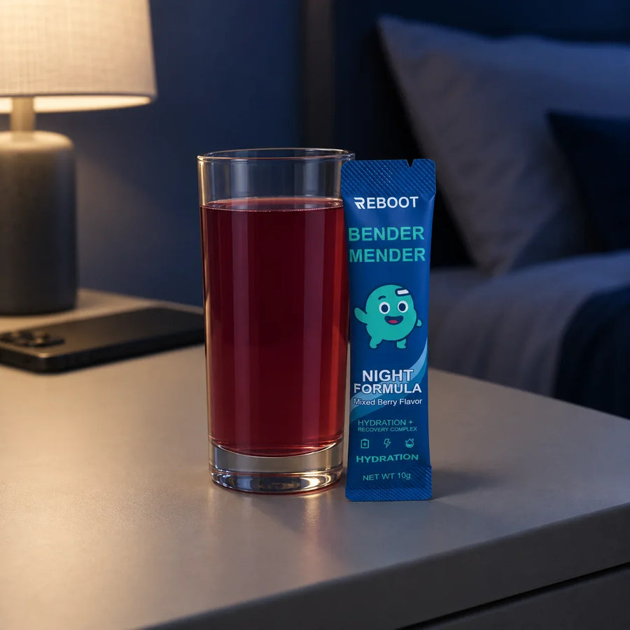 Mixing a NIGHT Mixed Berry stick into a glass of water before bed